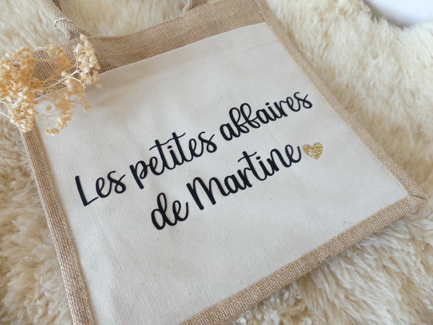 Sac cabas en toile de jute – Les petites affaires de... (personnalisable)