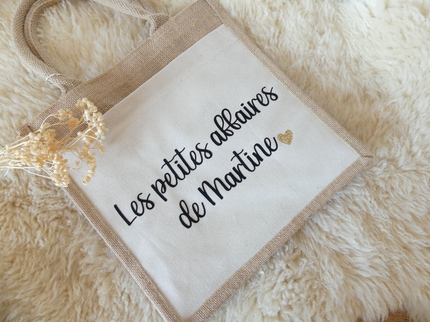 Sac cabas en toile de jute – Les petites affaires de... (personnalisable)