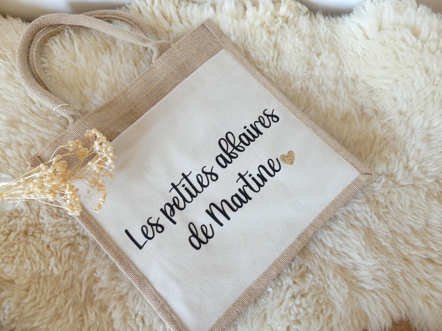 Sac cabas en toile de jute – Les petites affaires de... (personnalisable)