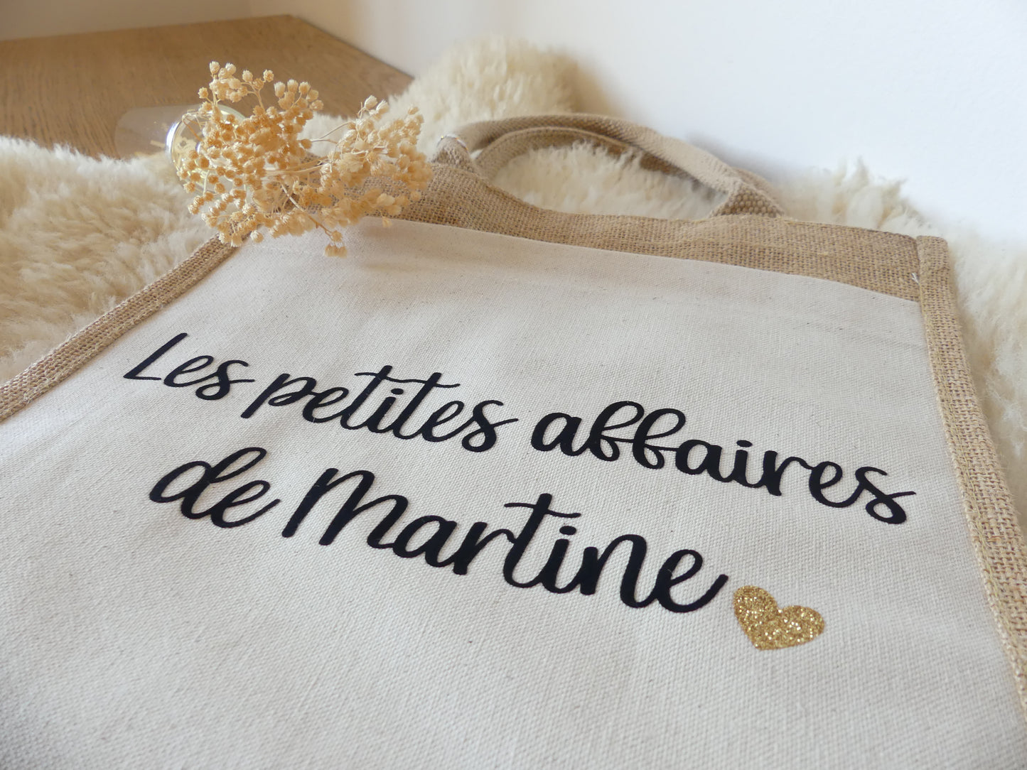 Sac cabas en toile de jute – Les petites affaires de... (personnalisable)