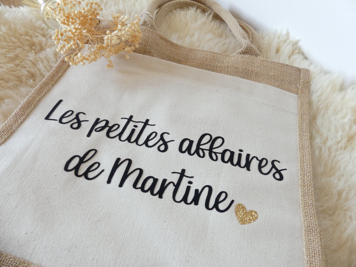 Sac cabas en toile de jute – Les petites affaires de... (personnalisable)