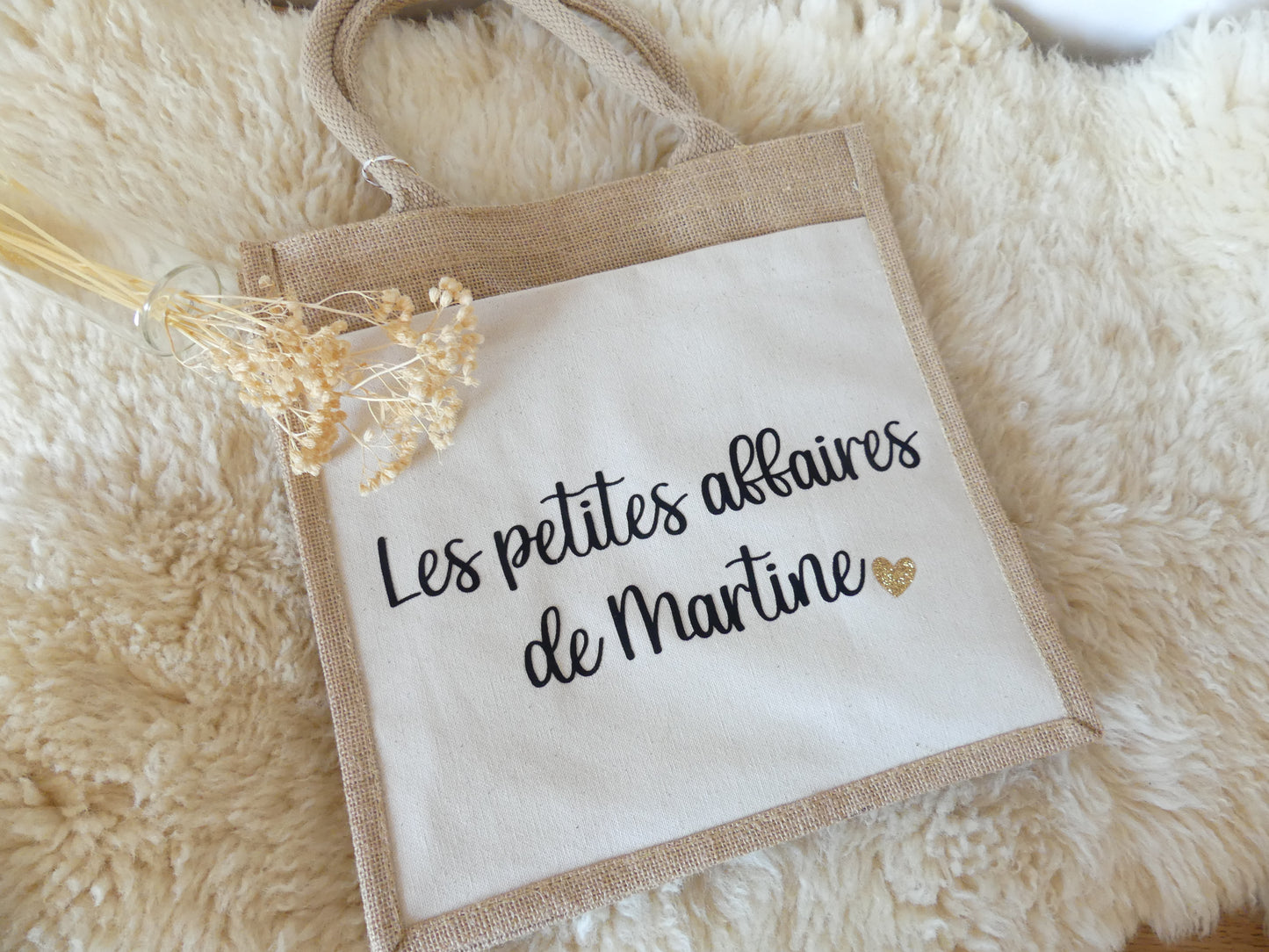Sac cabas en toile de jute – Les petites affaires de... (personnalisable)