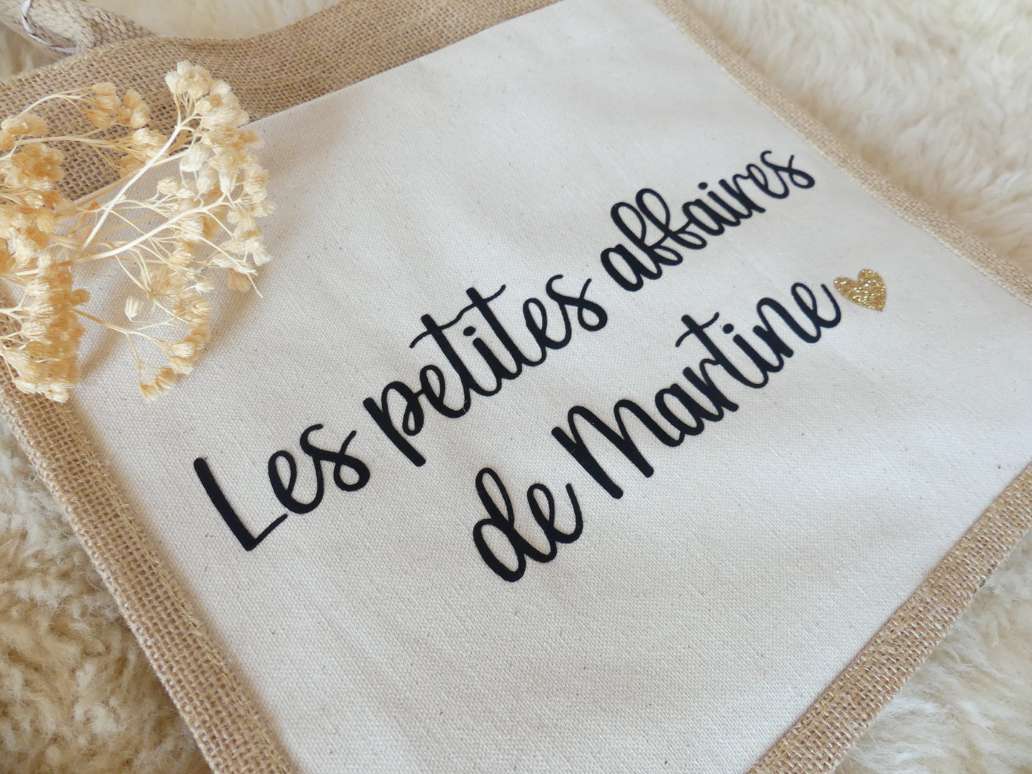 Sac cabas en toile de jute – Les petites affaires de... (personnalisable)