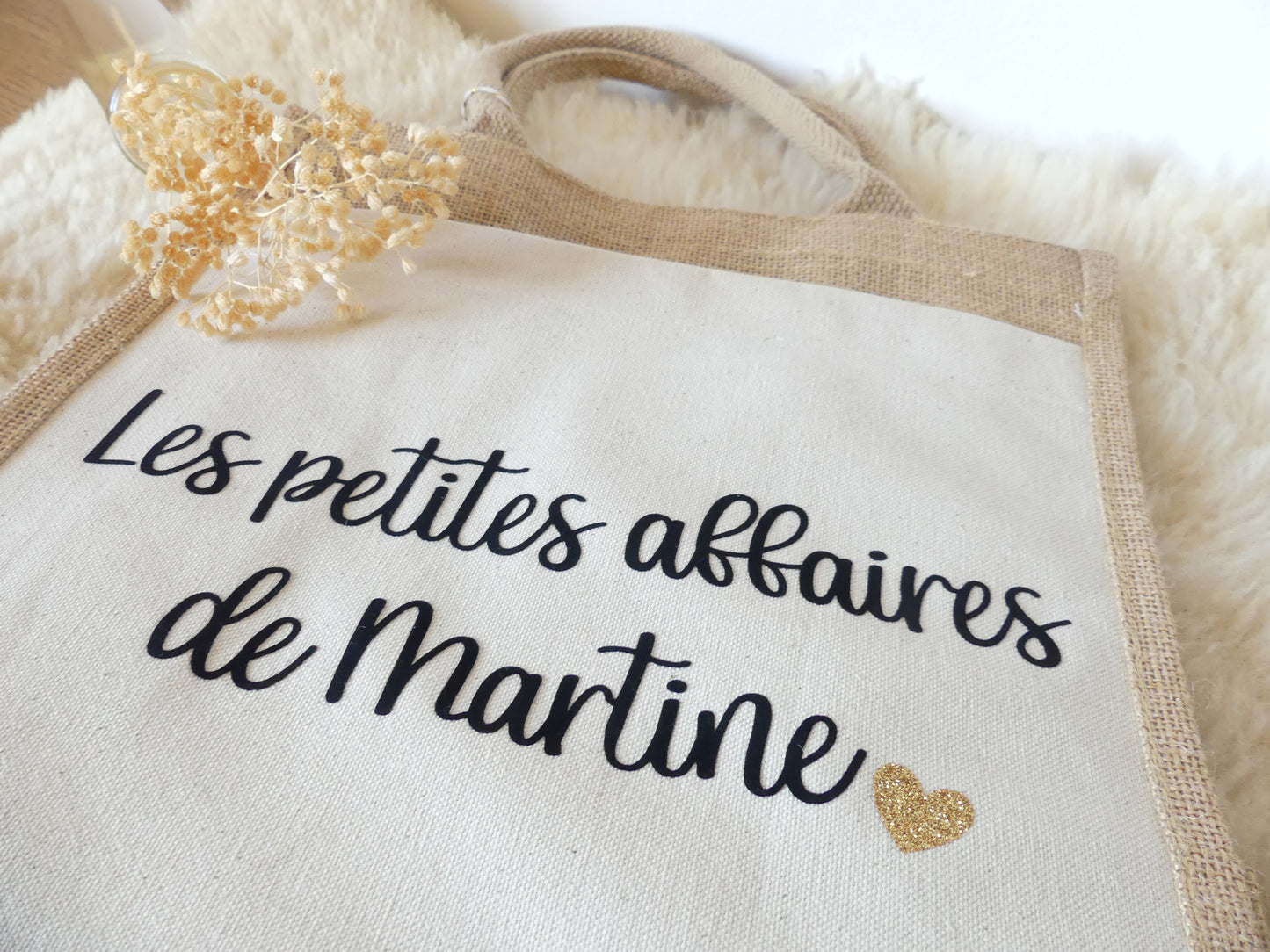 Sac cabas en toile de jute – Les petites affaires de... (personnalisable)