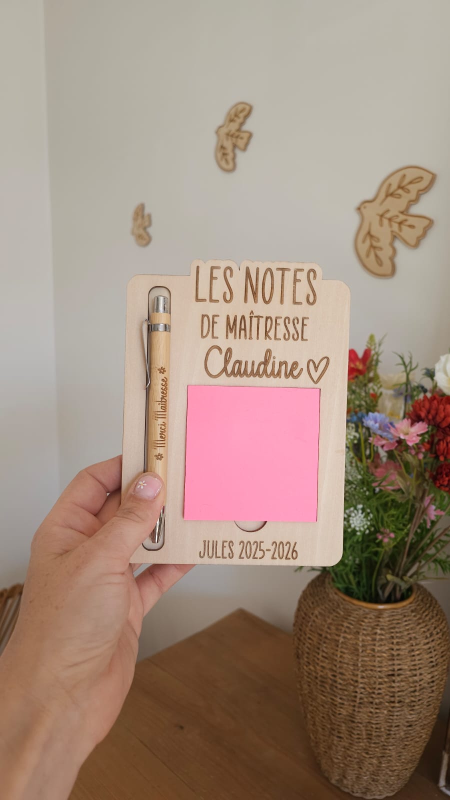 Support post-it personnalisé, bloc note -Bloc-notes personnalisé – Cadeau maîtresse, ATSEM ou nounou