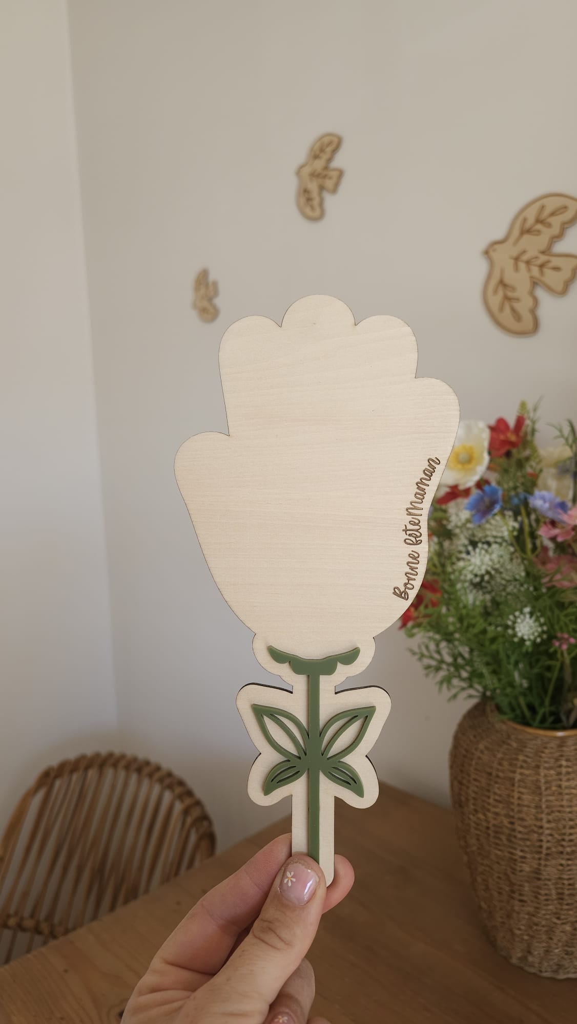 Fleur en bois à peindre – Cadeau Fête des Maman