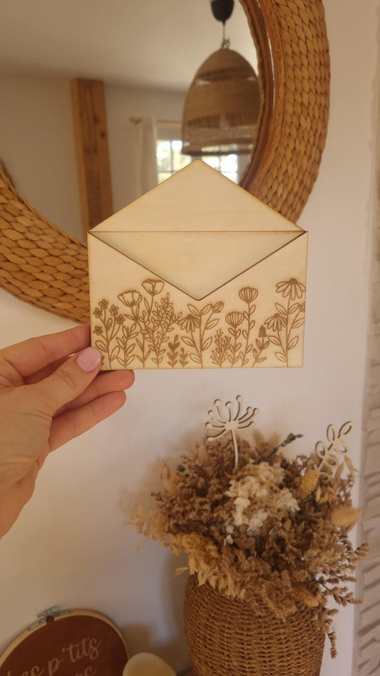 Enveloppe en Bois Personnalisé - Fête des mamies - Mamies - Les petits coeurs à mamie - Les amours à mamie -