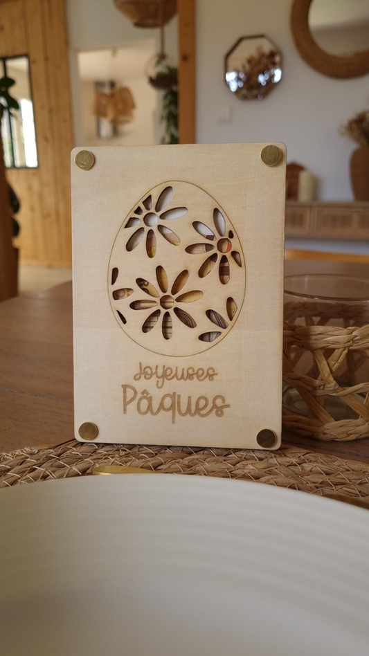 Carte en bois spéciale Pâques