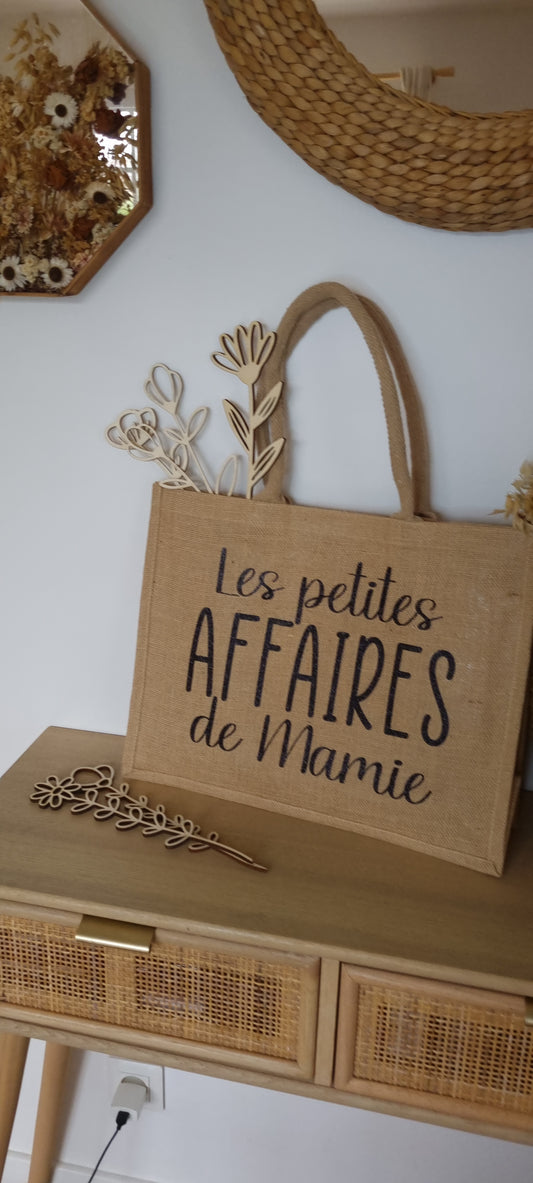 Sac cabas en toile de jute – Les petites affaires de mamie ♡