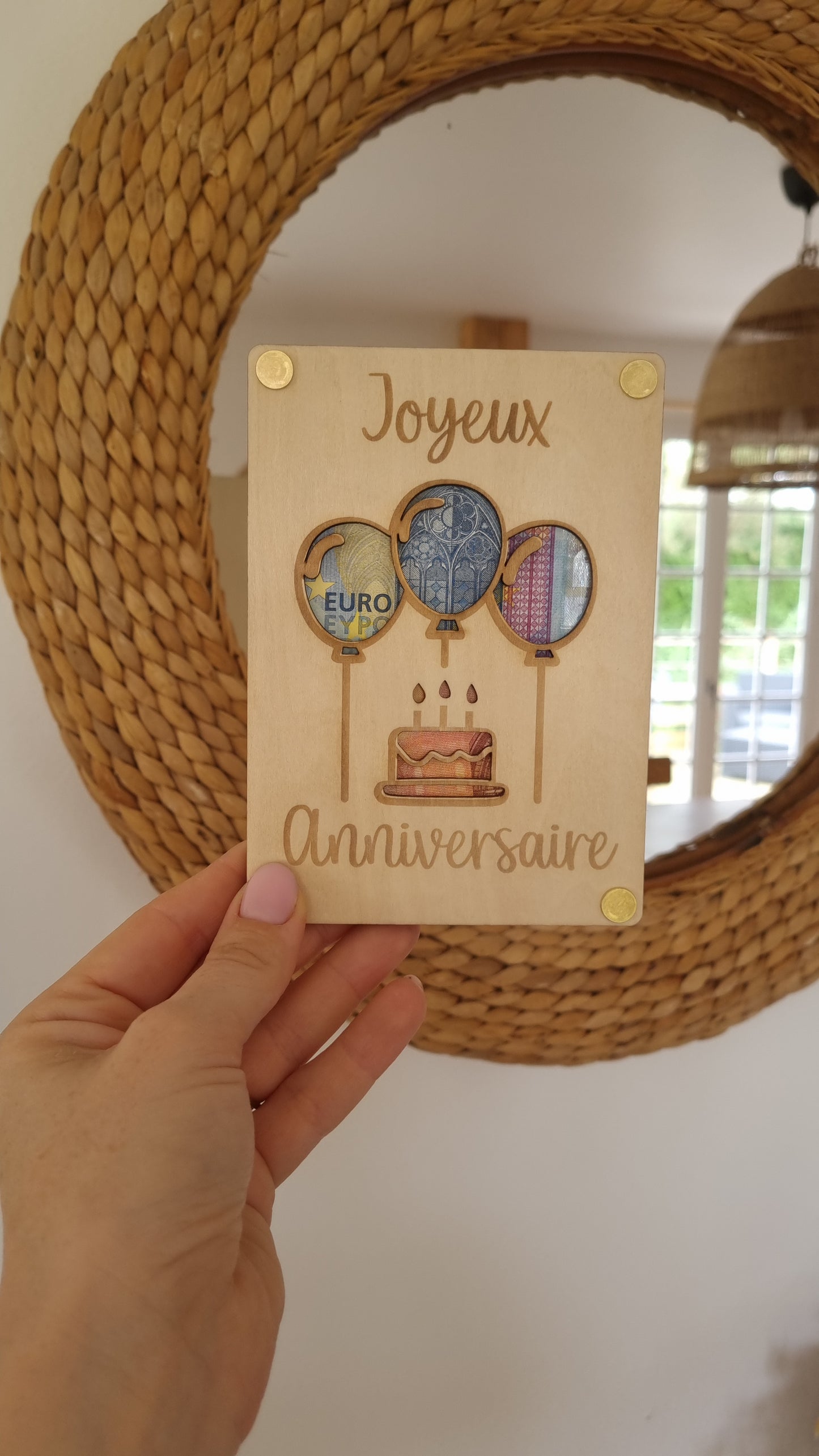 Carte en bois Joyeux anniversaire