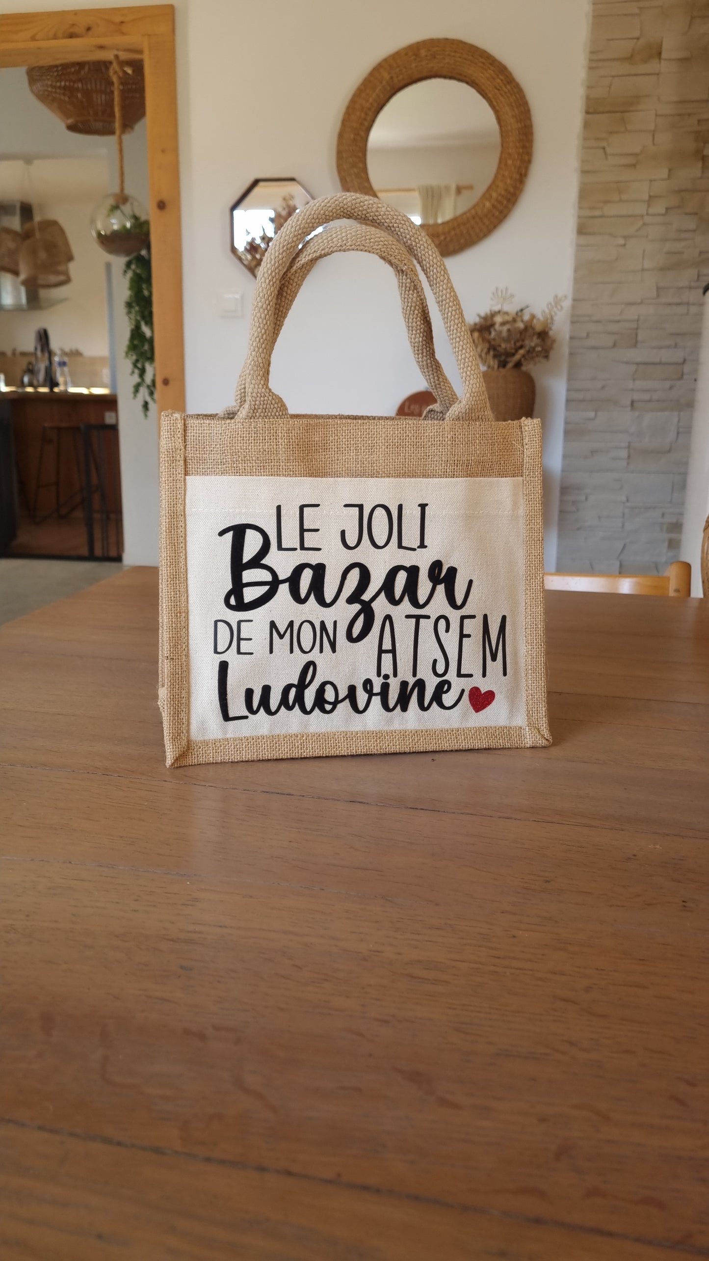 Sac cabas en toile de jute – Cadeau de fin d’année pour maîtresse, Atsem