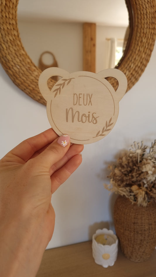 Cartes étapes en bois – 12 petits ours pour suivre la première année de bébé