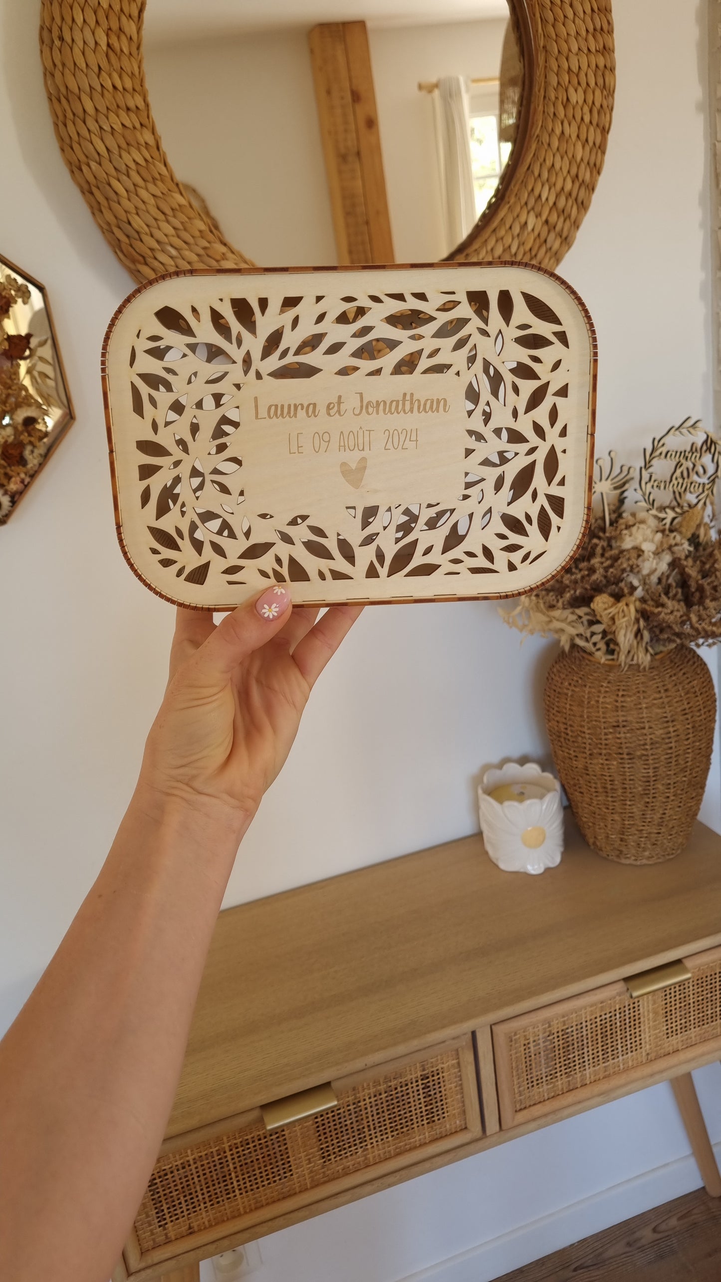 Urne de mariage personnalisable en bois – Un écrin unique pour vos précieux souvenirs