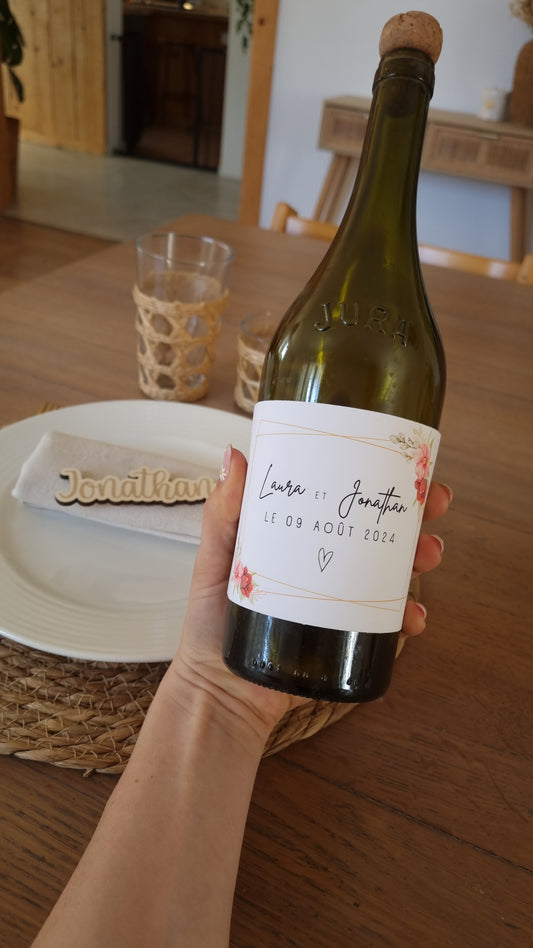 Étiquettes de bouteille personnalisées pour un mariage