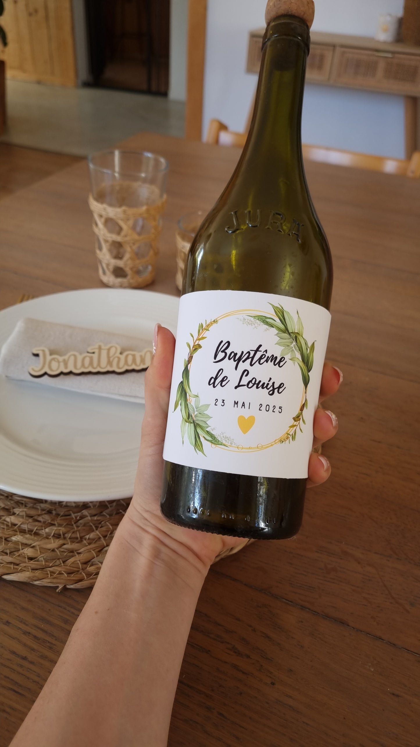 Étiquettes de bouteille personnalisées pour baptême
