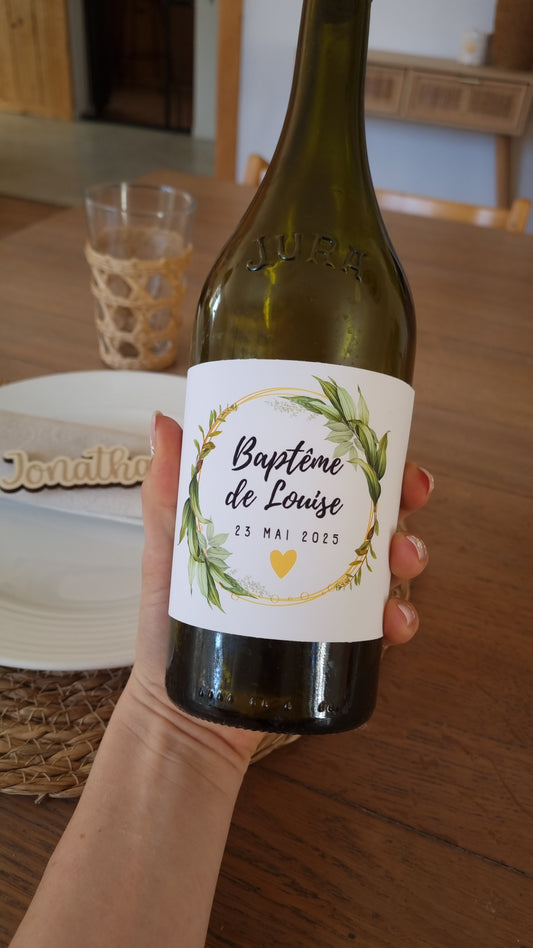 Étiquettes de bouteille personnalisées pour baptême