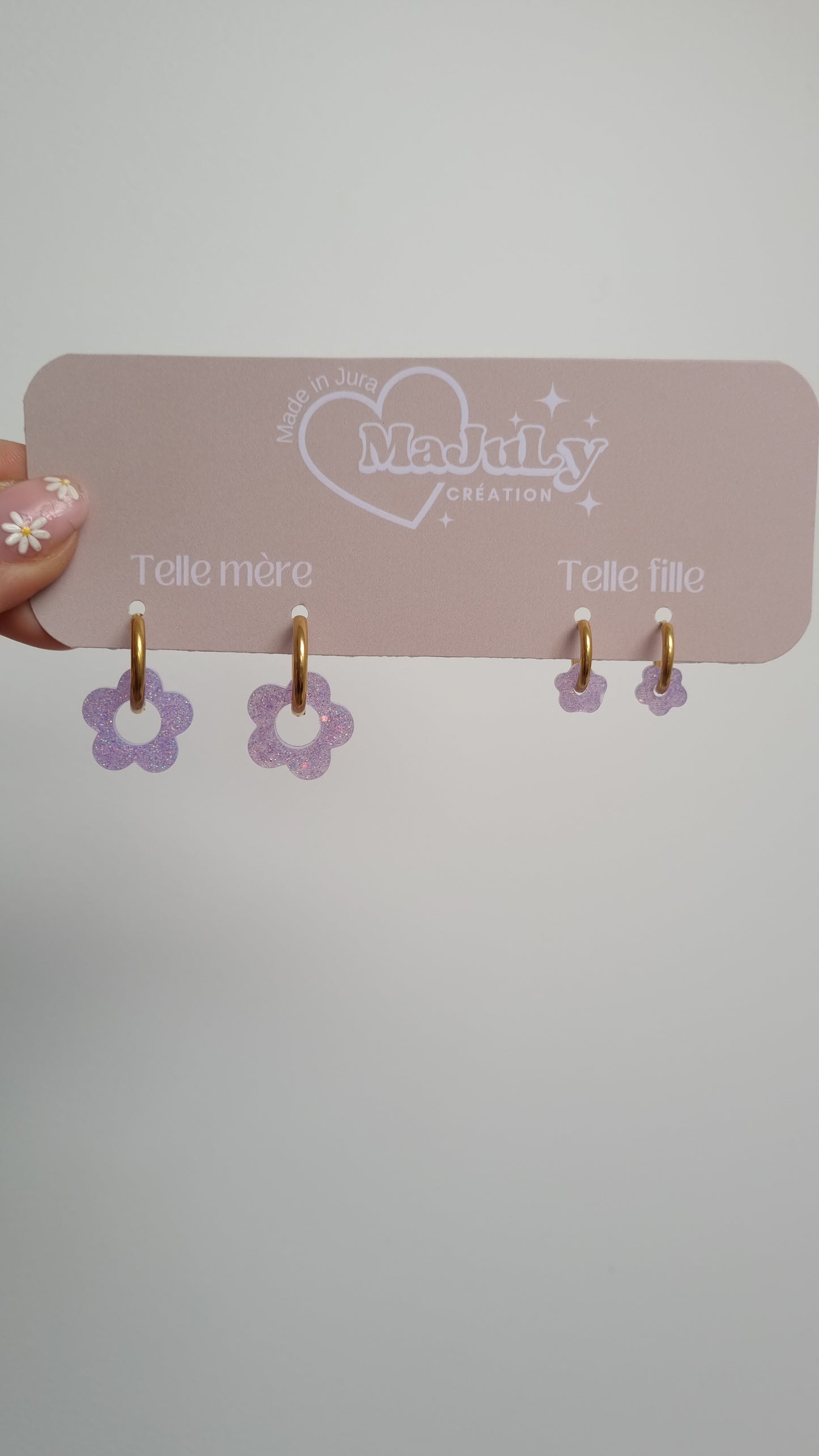 Boucles d’oreilles assorties Violet "Telle mère, telle fille"