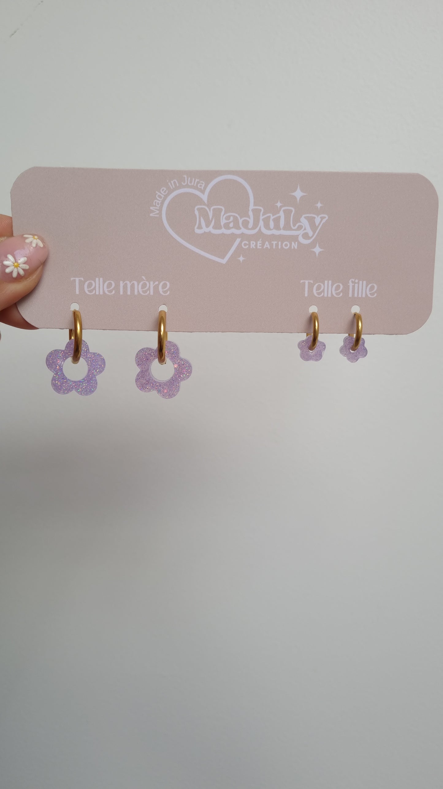 Boucles d’oreilles assorties Violet "Telle mère, telle fille"