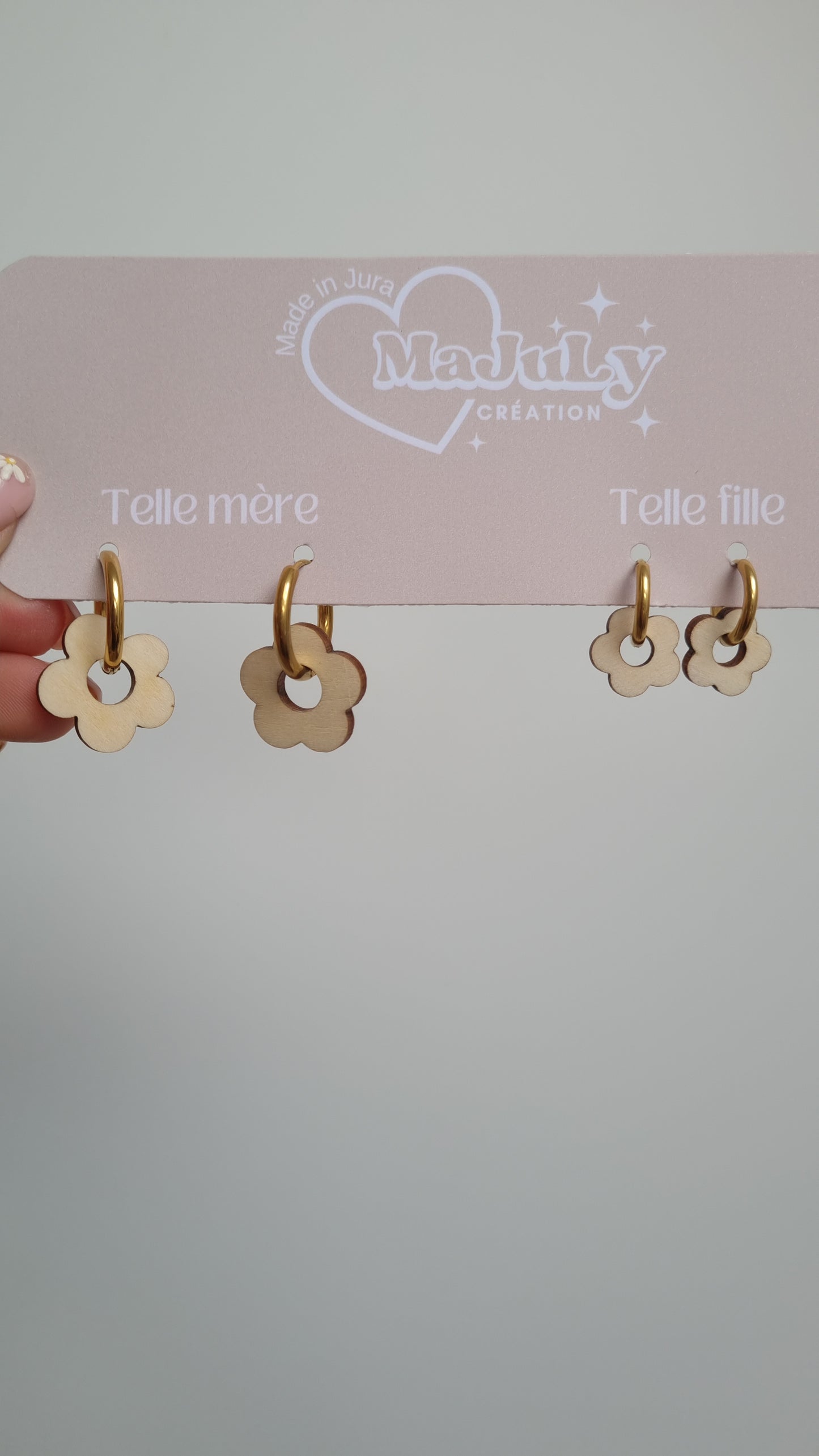 Boucles d’oreilles assorties "Telle mère, telle fille" – Look complice en bois naturel