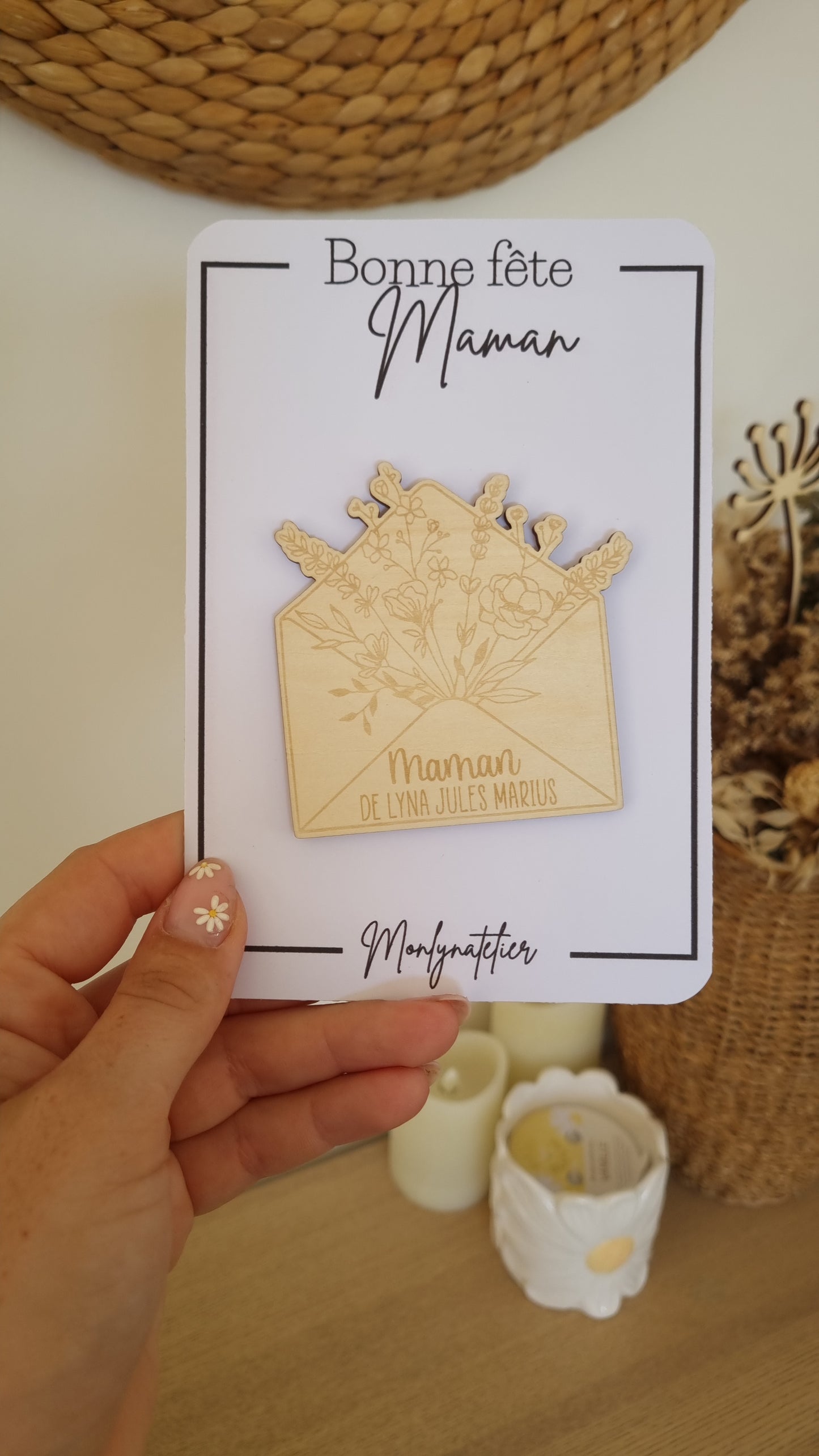 Un petit mot pour Maman – Aimants en bois personnalisés