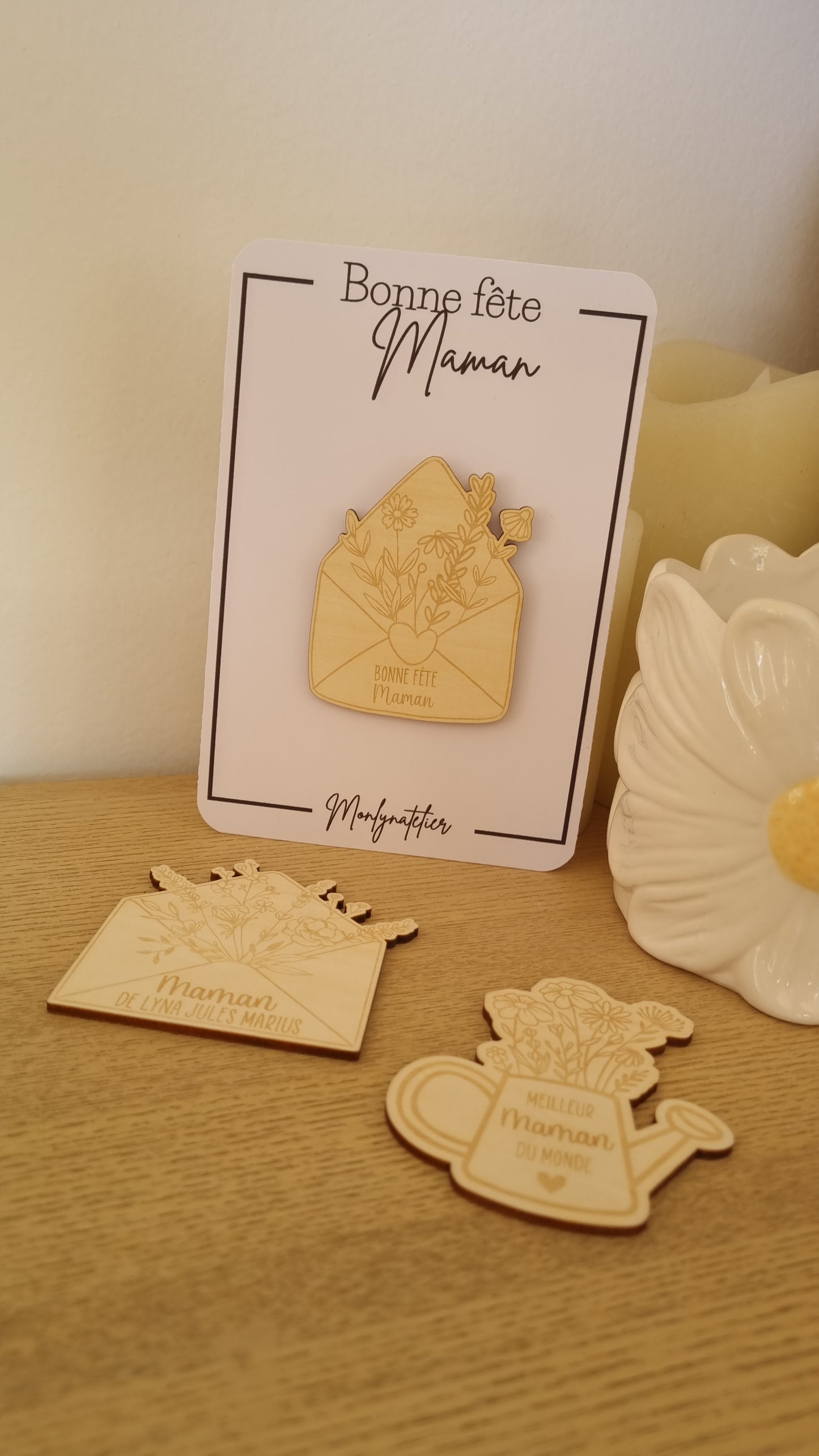 Messages magnétiques pour Maman – Aimants en bois à personnaliser