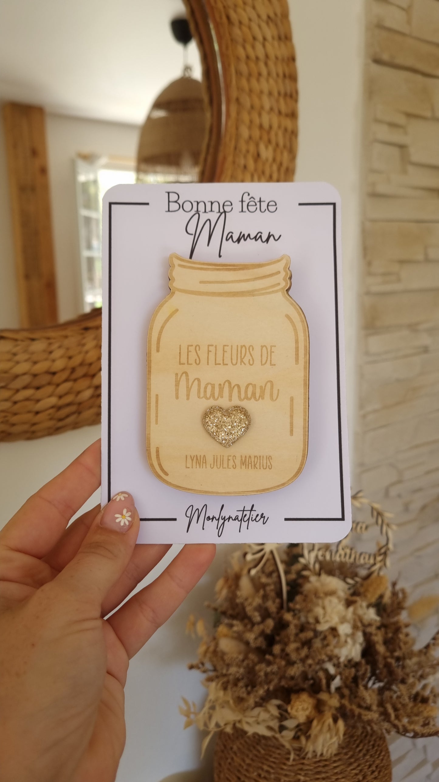 Petit pot d’amour en bois – À fleurir sur le frigo pour Maman