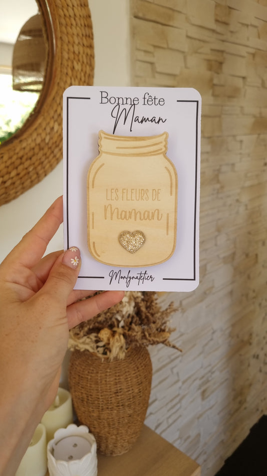 Pot de fleurs en bois à aimanter – Cadeau tendre pour la Fête des Mamans
