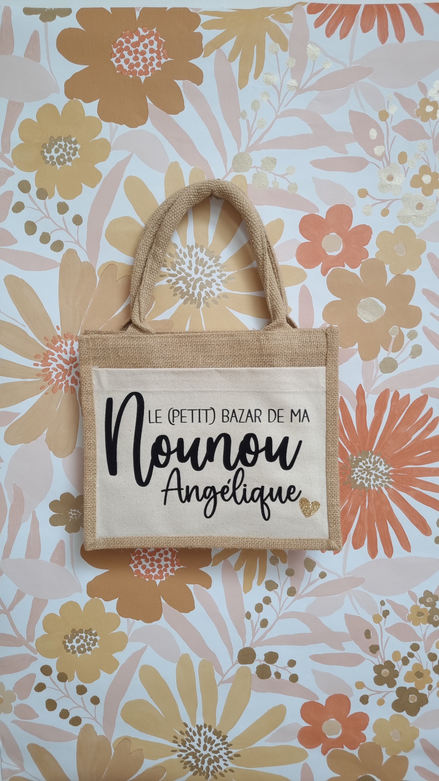Sac cabas en toile de jute nounou
