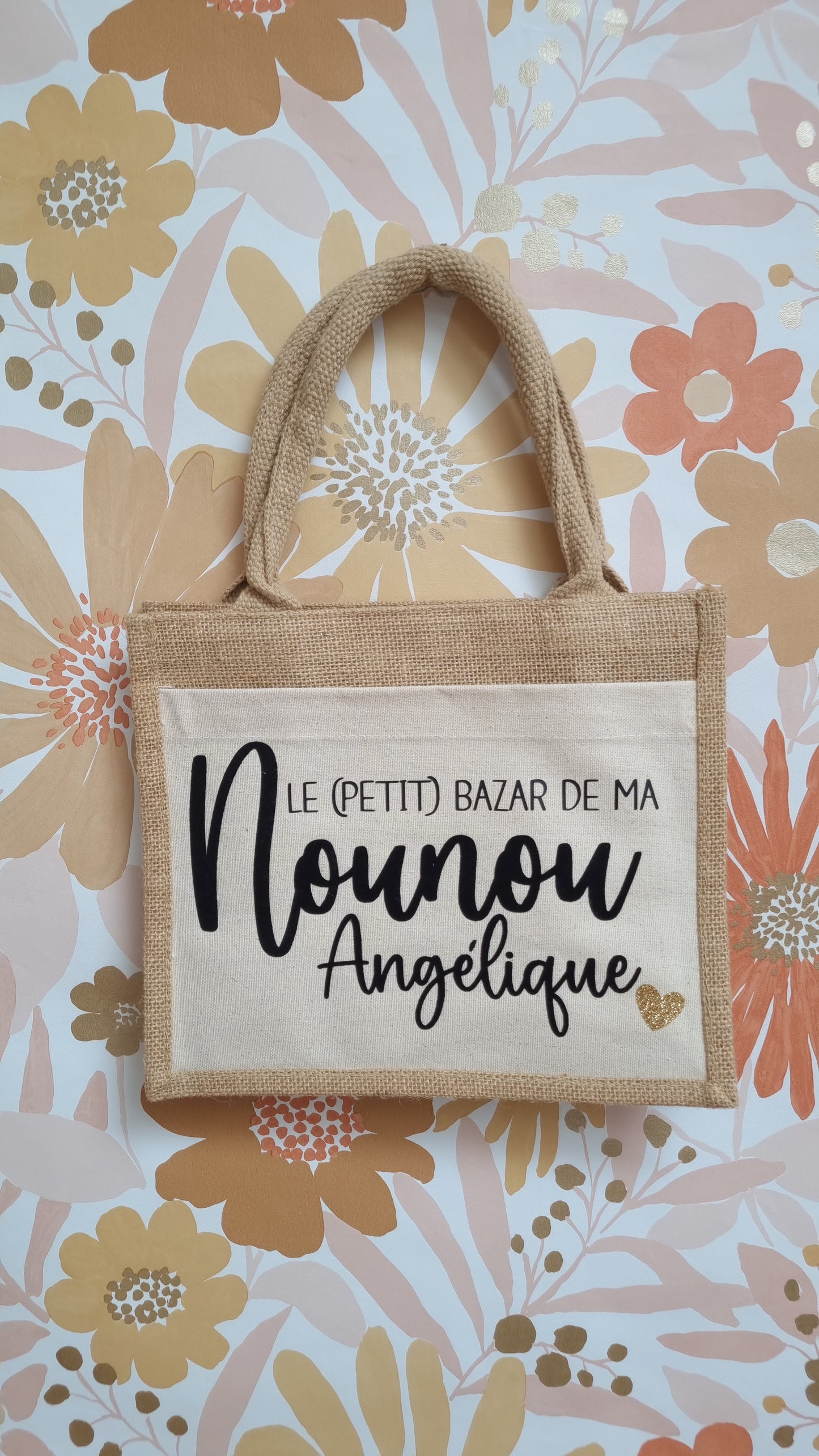 Sac cabas en toile de jute nounou