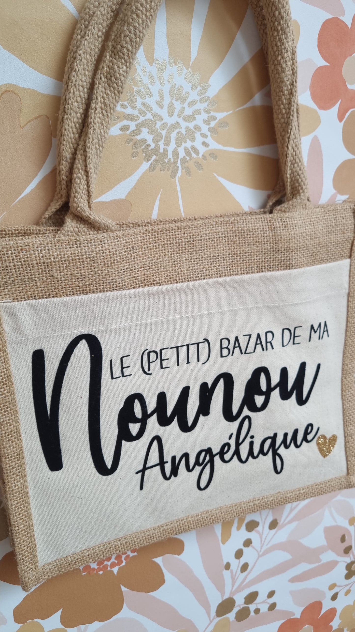 Sac cabas en toile de jute nounou