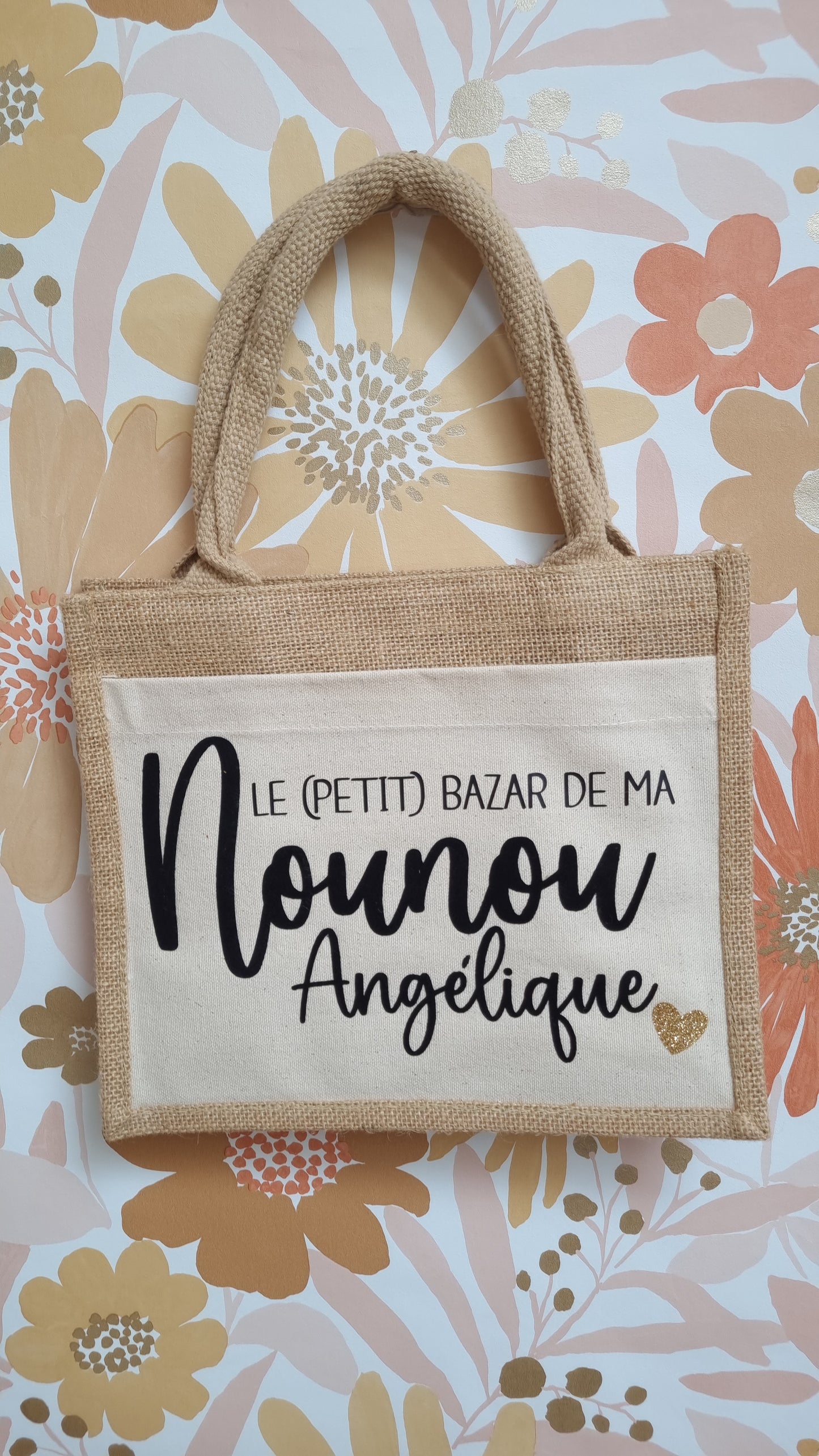 Sac cabas en toile de jute nounou