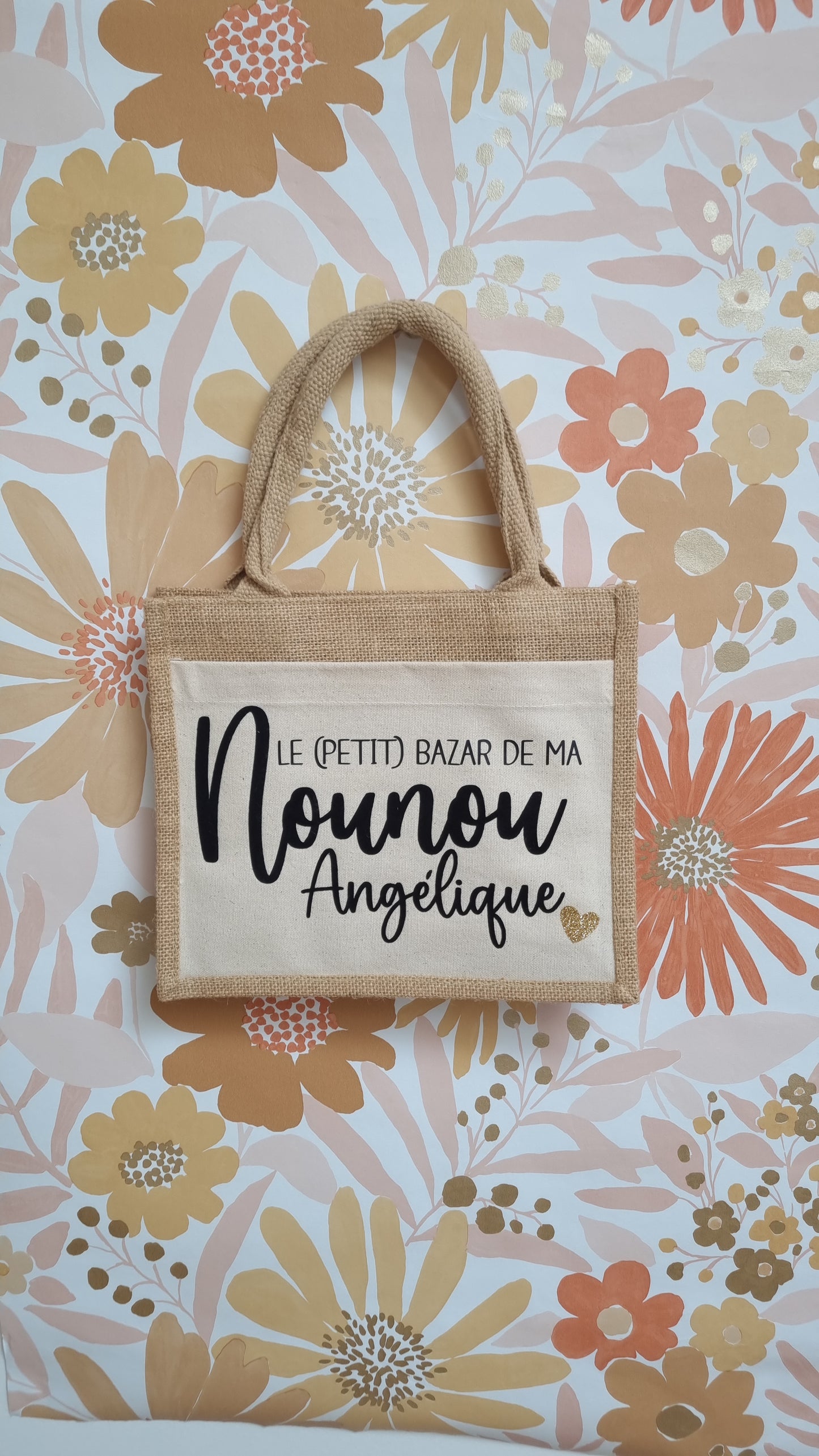 Sac cabas en toile de jute nounou