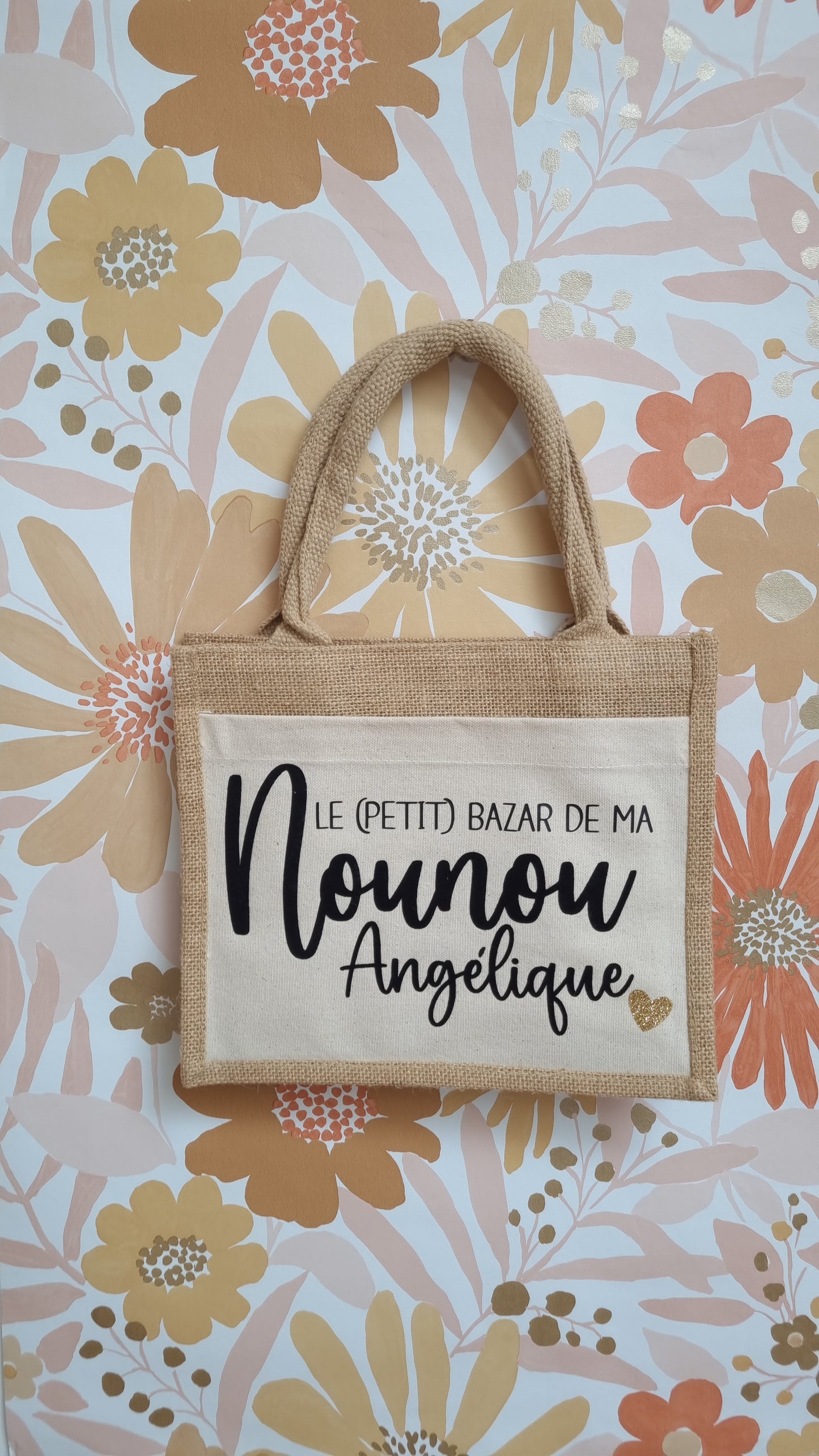 Sac cabas en toile de jute nounou