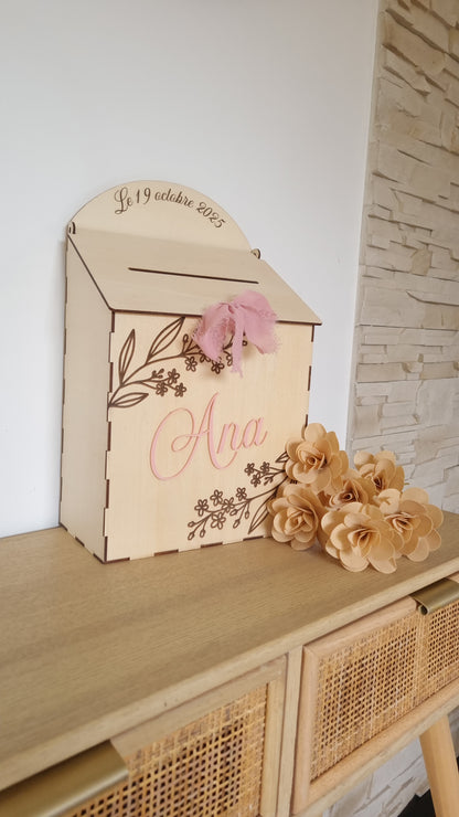 Urne bois personnalisable – Mariage, Baptême, Événement spécial
