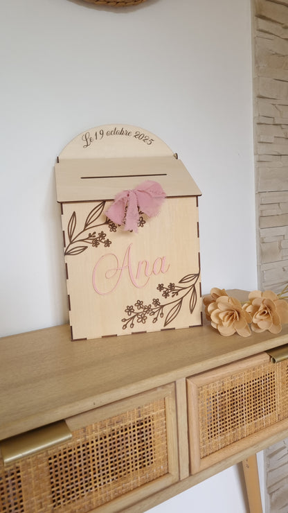 Urne bois personnalisable – Mariage, Baptême, Événement spécial
