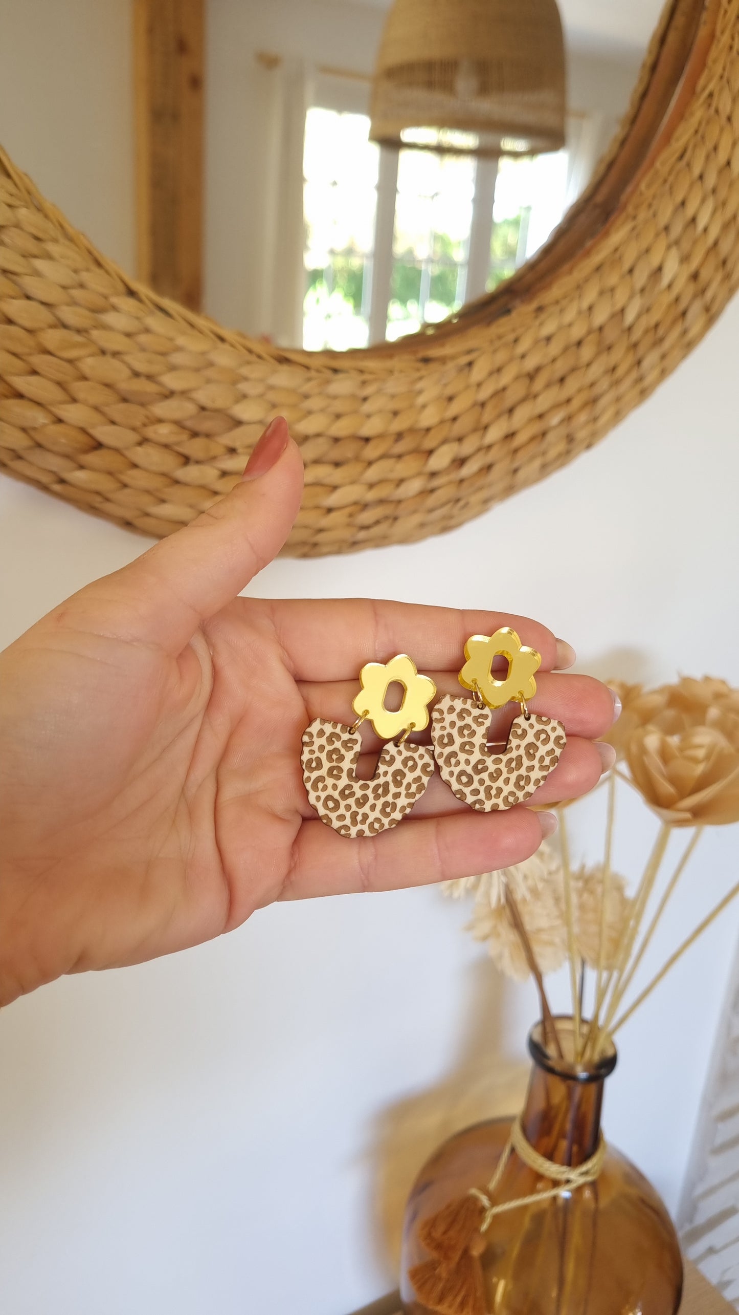 Boucles d’oreilles Léopard et or