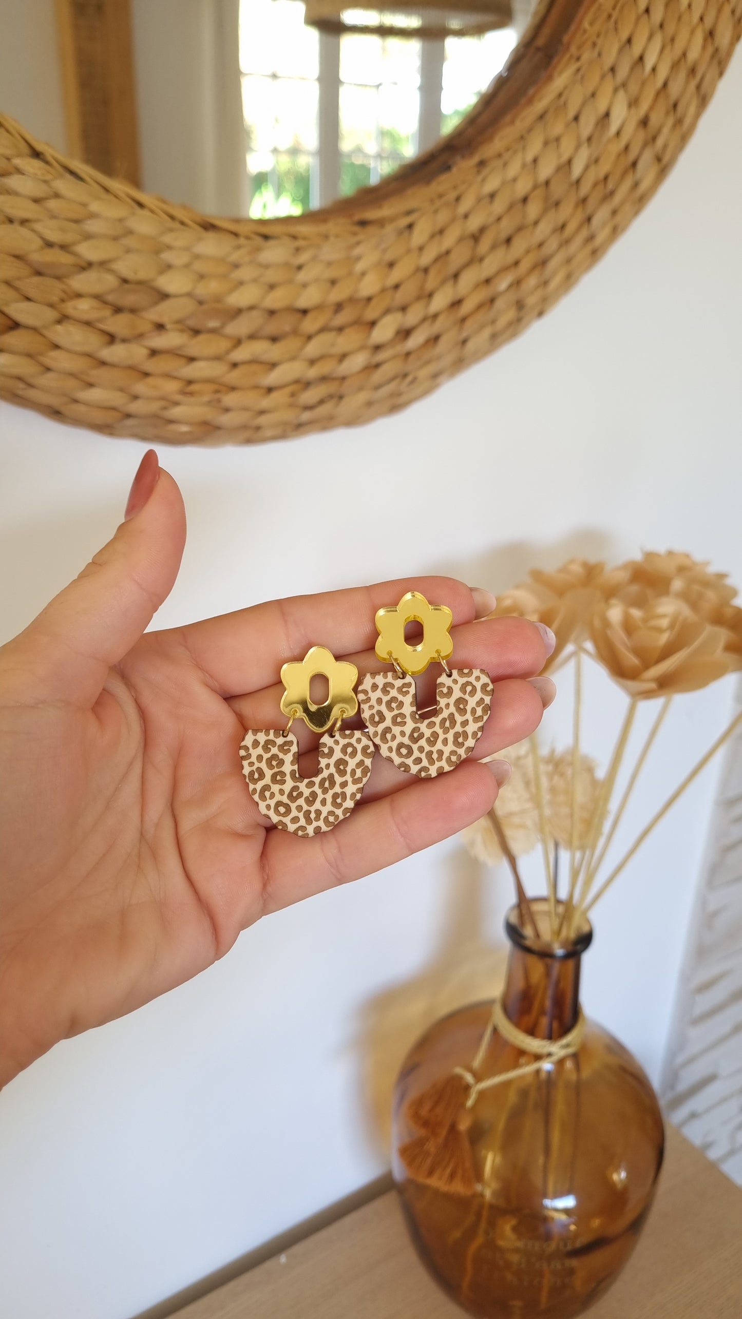 Boucles d’oreilles Léopard et or