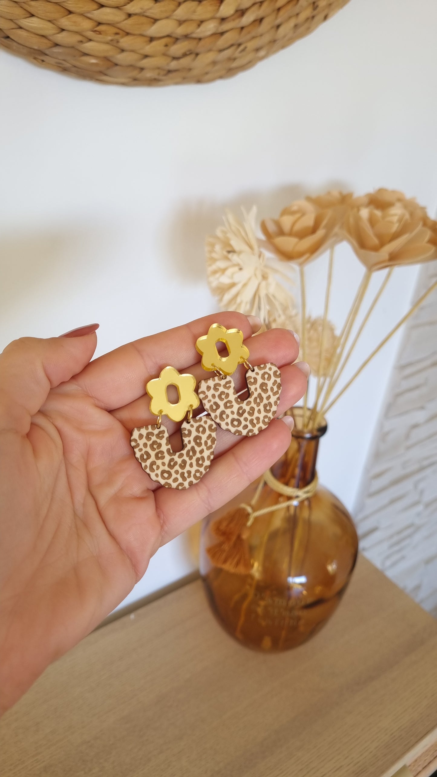 Boucles d’oreilles Léopard et or
