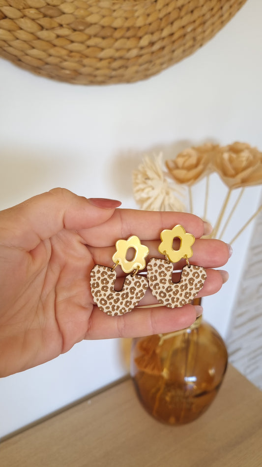 Boucles d’oreilles Léopard et or