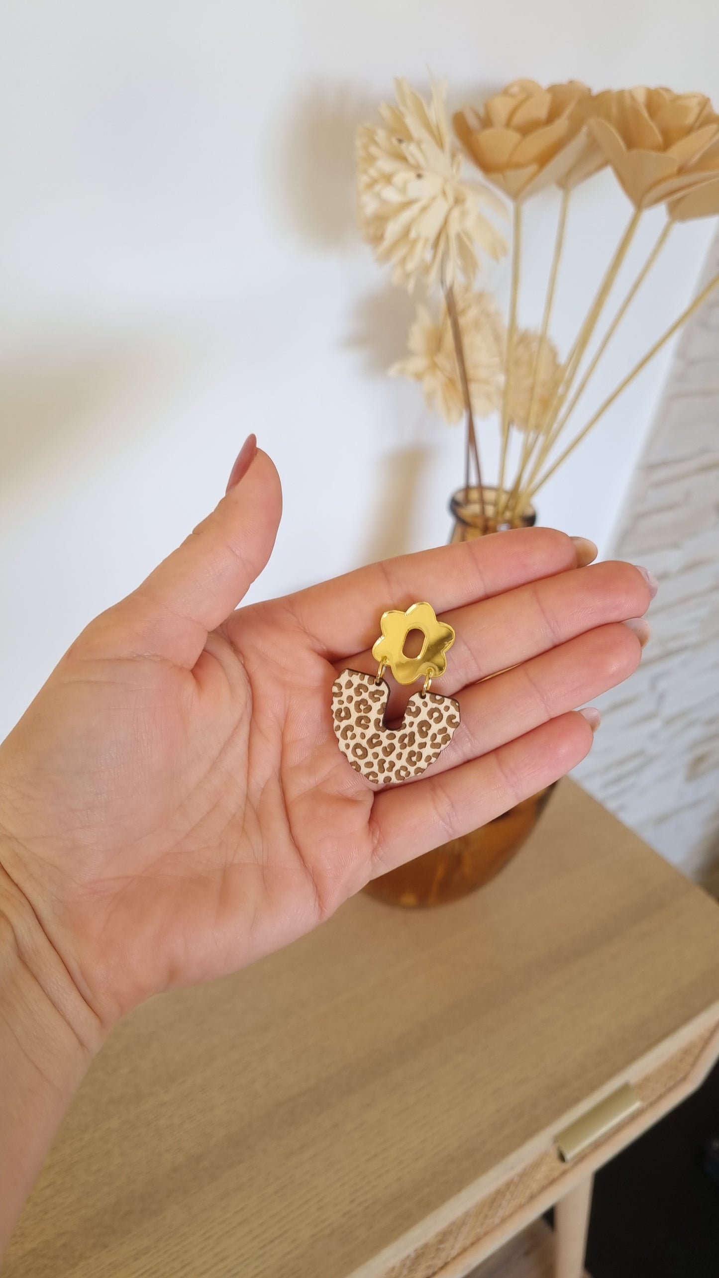 Boucles d’oreilles Léopard et or