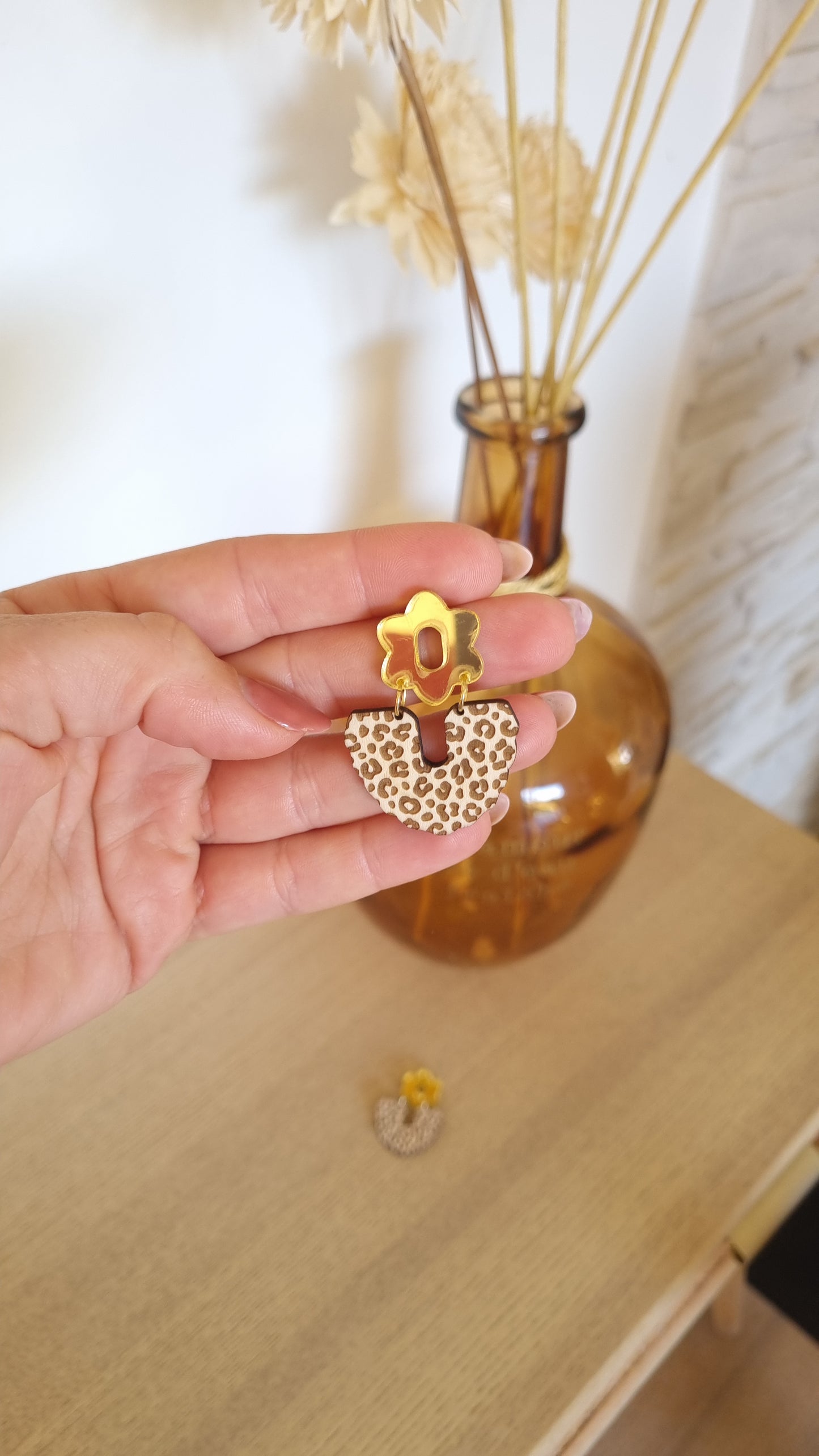 Boucles d’oreilles Léopard et or