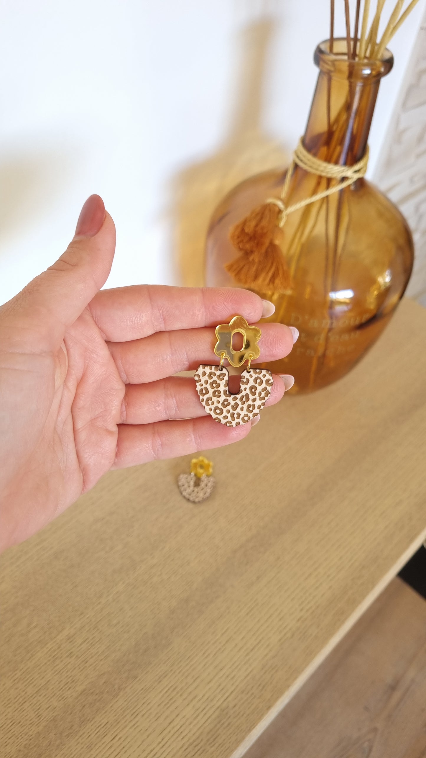 Boucles d’oreilles Léopard et or