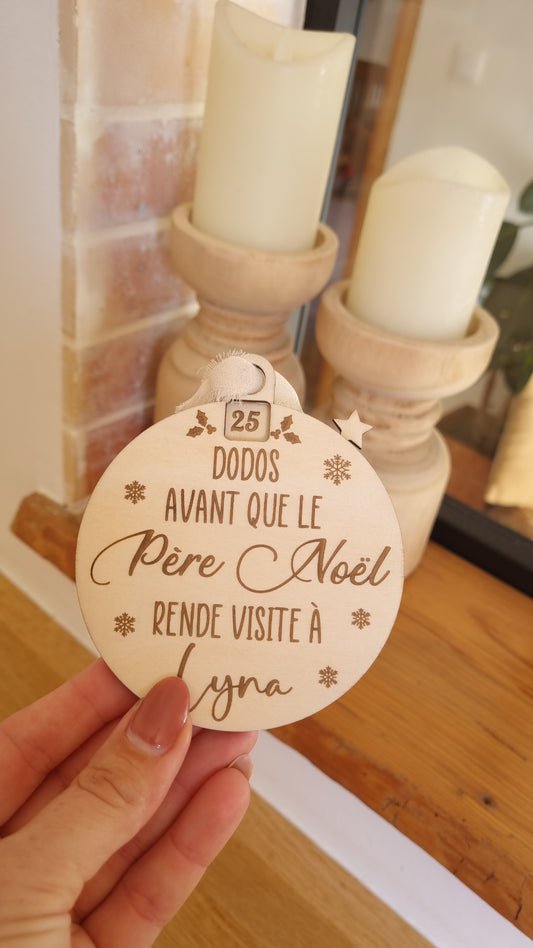 Boule de Noël décompte "nombre de dodos" personnalisée