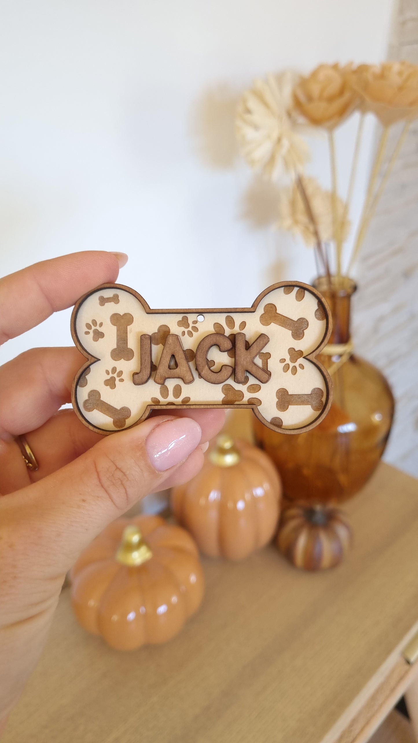 Boules de Noël en bois Os de chien