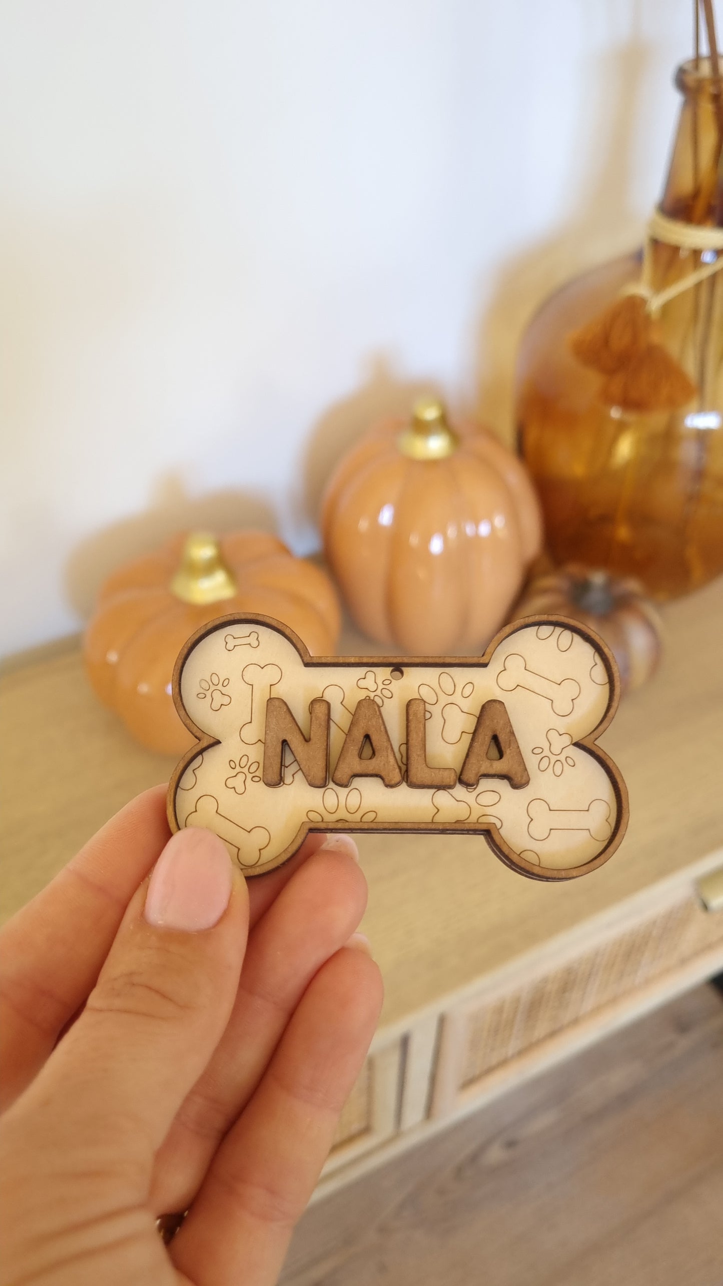 Boules de Noël en bois Os de chien