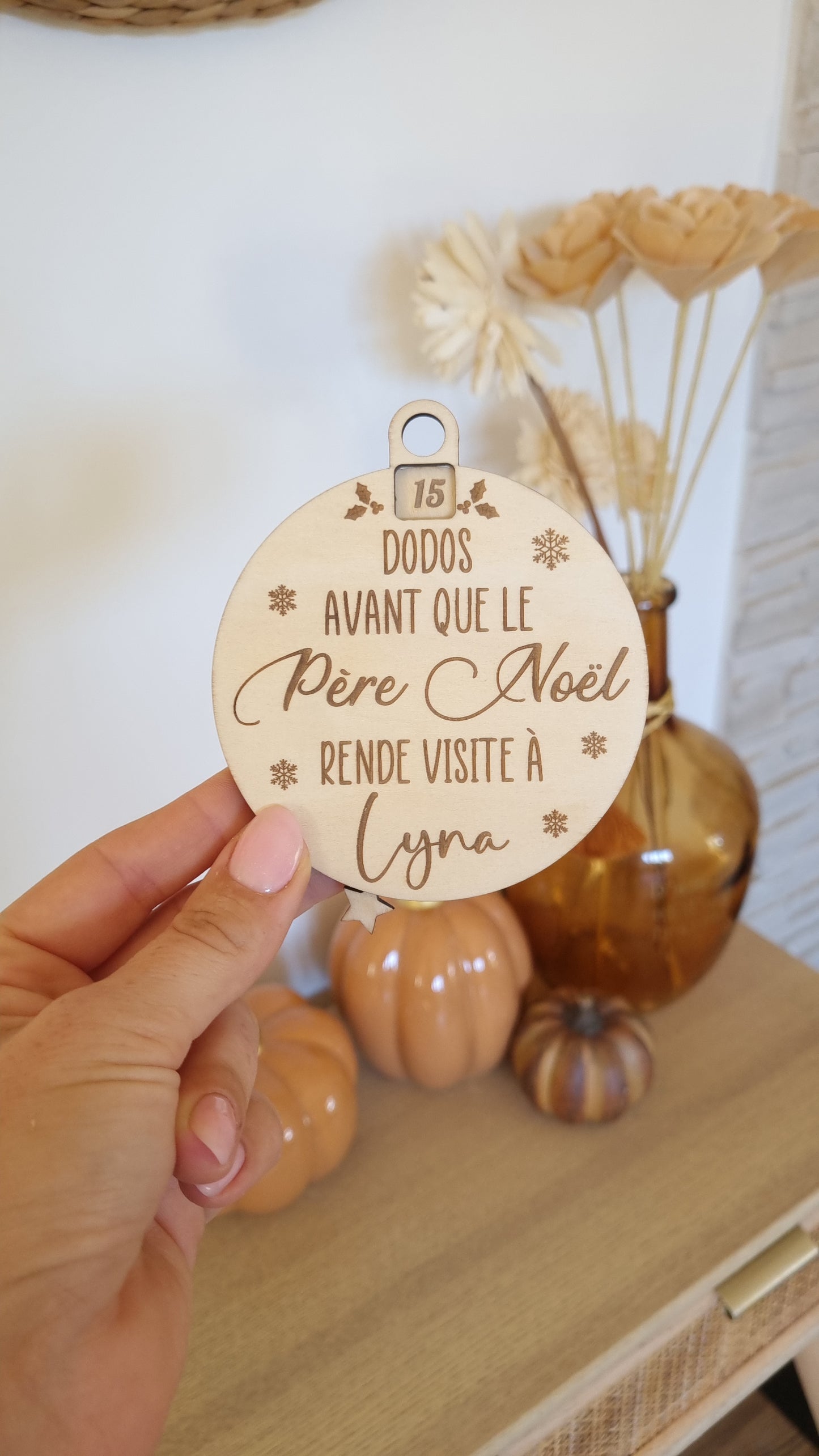 Boule de Noël décompte "nombre de dodos" personnalisée