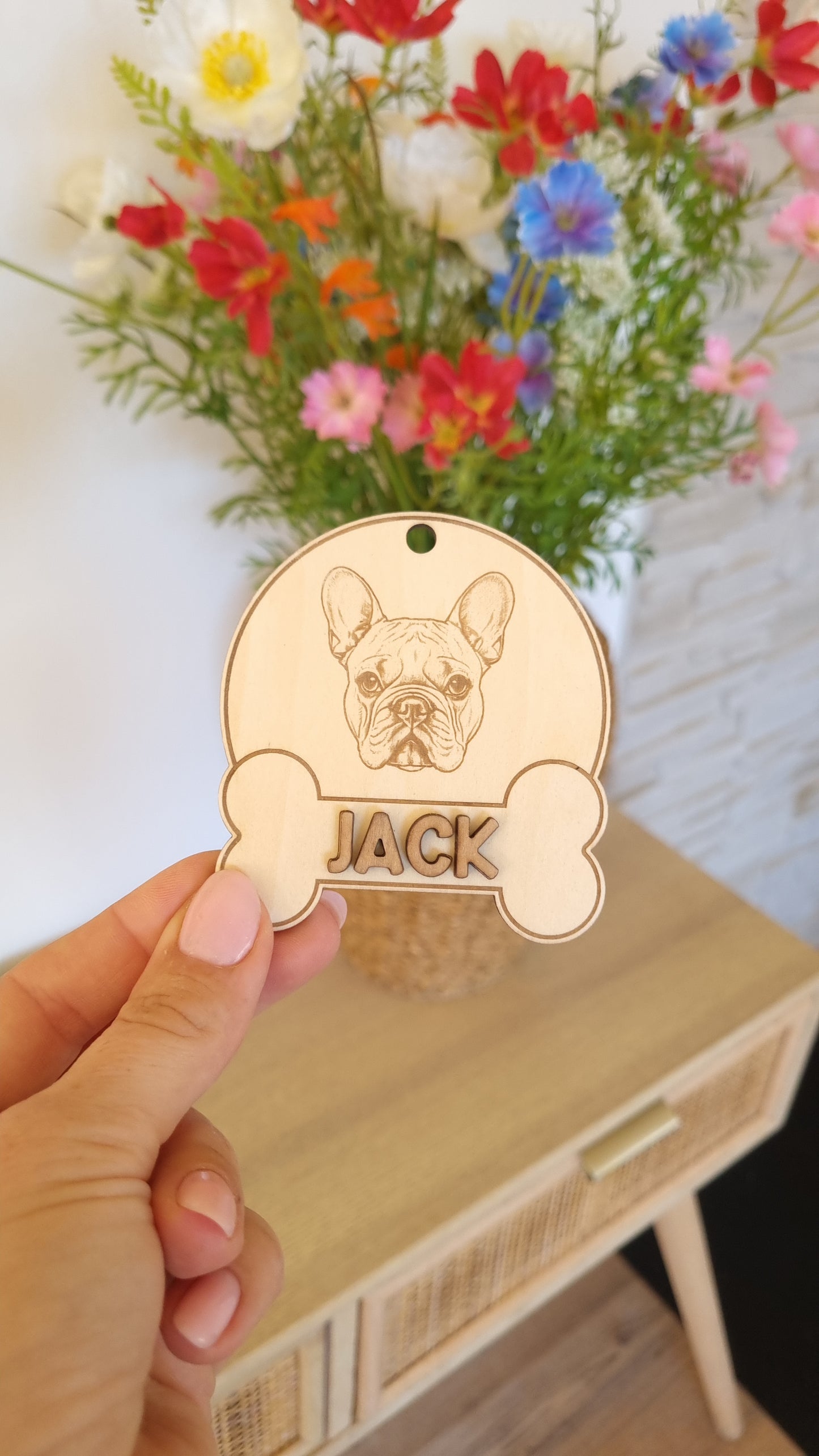 Boules de Noël en bois chien