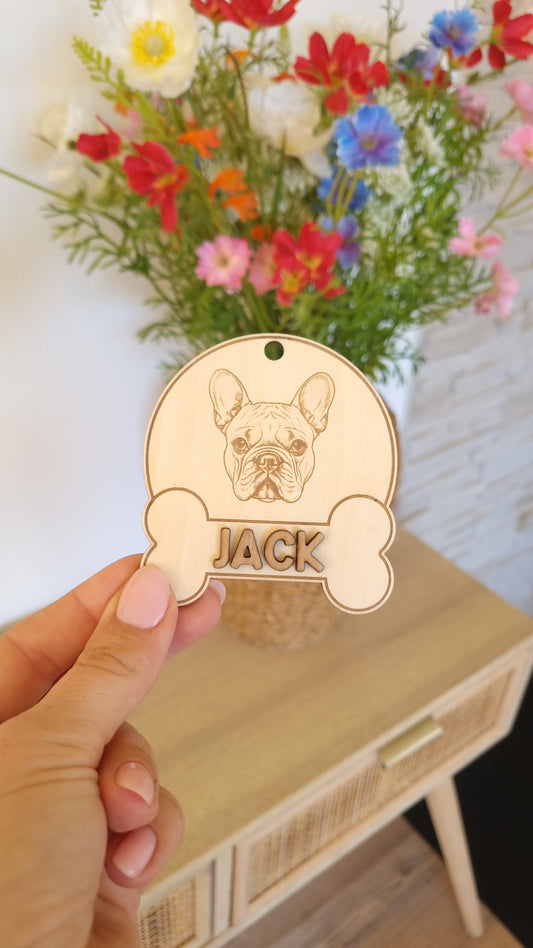 Boules de Noël en bois chien