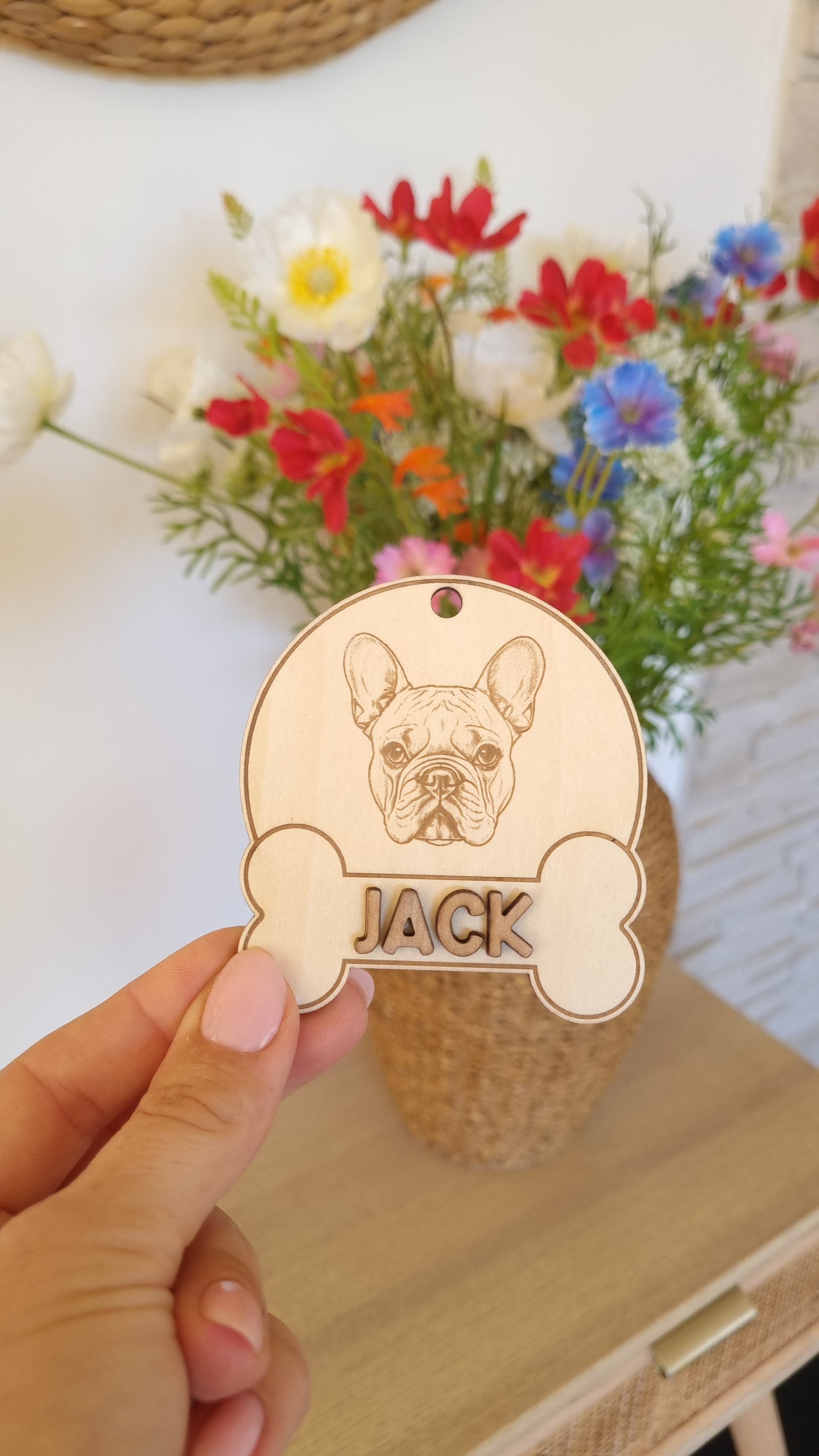 Boules de Noël en bois chien