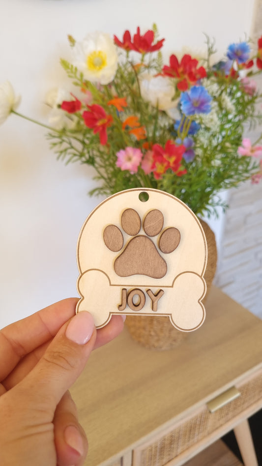 Boules de Noël en bois chien